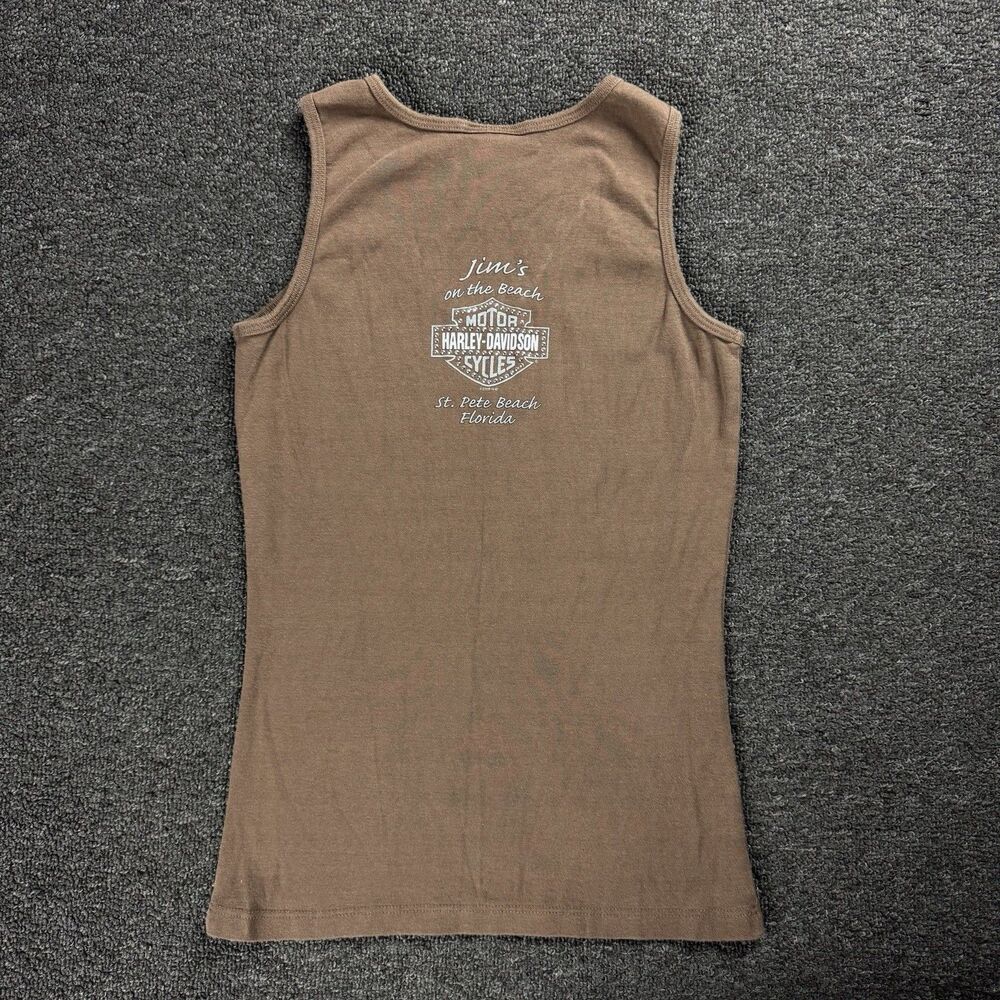 Harley Davidson Women's Brown Bedazzled Rhinestone Tank Top Size Medium Y2K - Picture 2 of 12